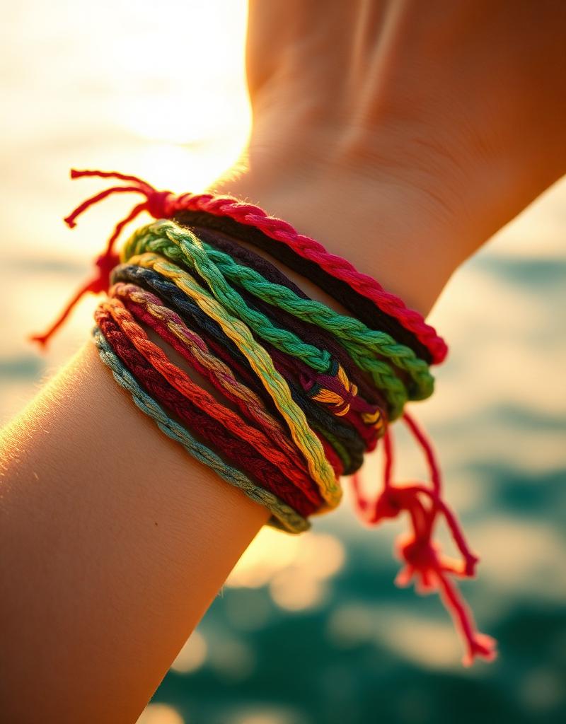 Hand-tied macramé bracelets